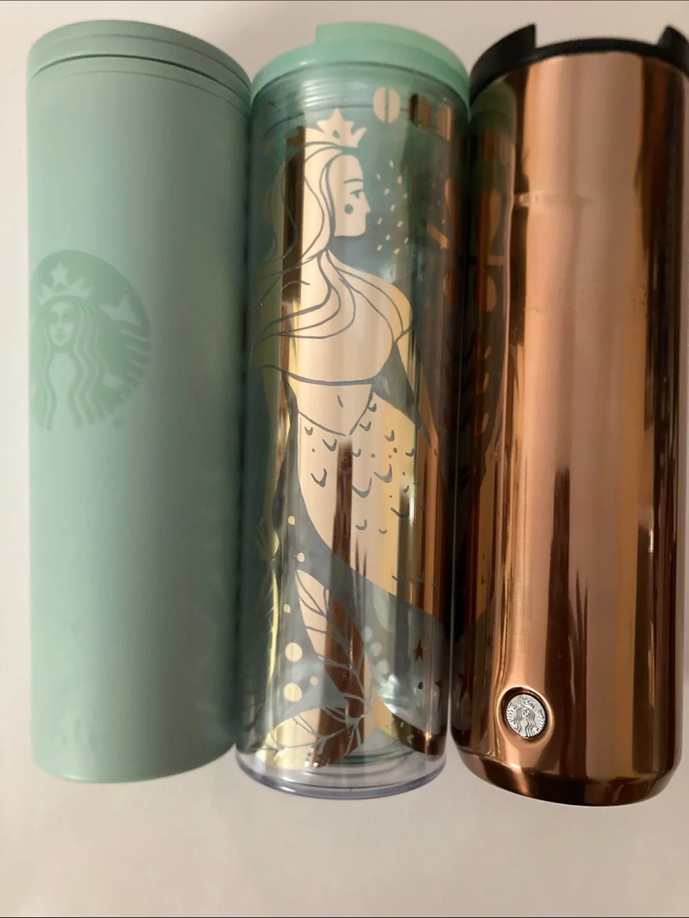Starbucks Mint, Clear & bronze Tumbler Trio